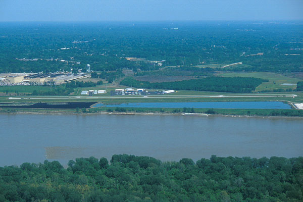 DeWitt Spain looking East over the Mississippi River (click for an image with labels).